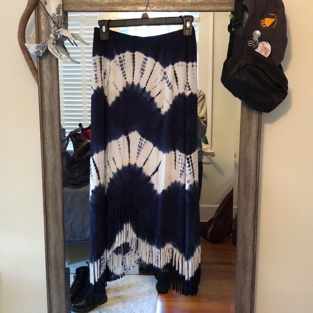 Blue and white frilly skirt